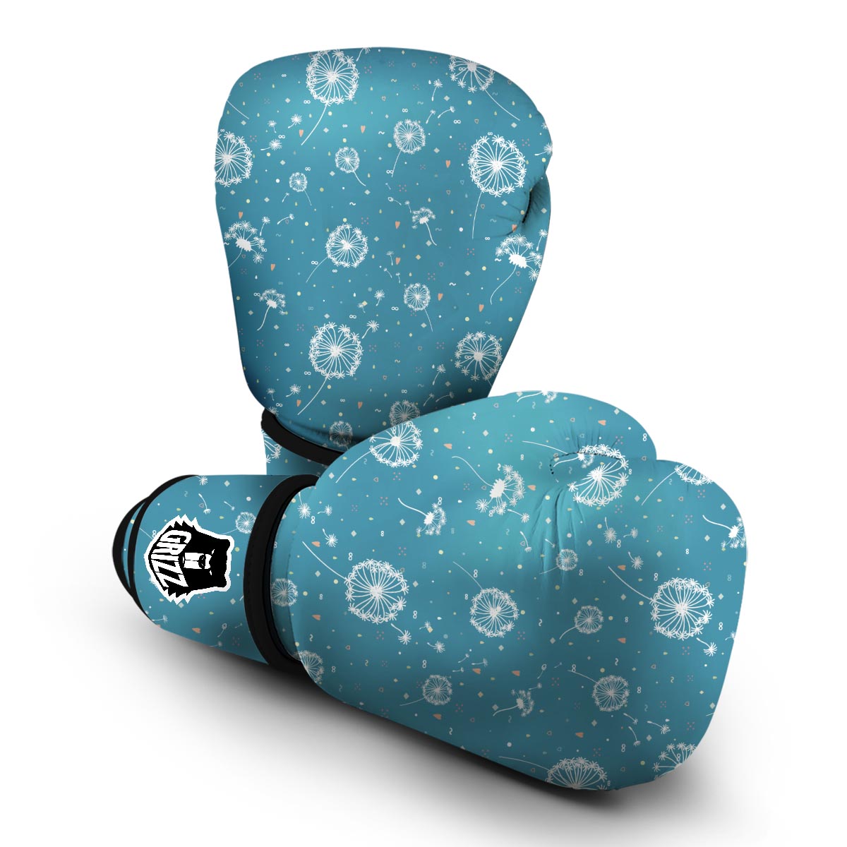 Dandelion Blue Pattern Print Boxing Gloves-grizzshop