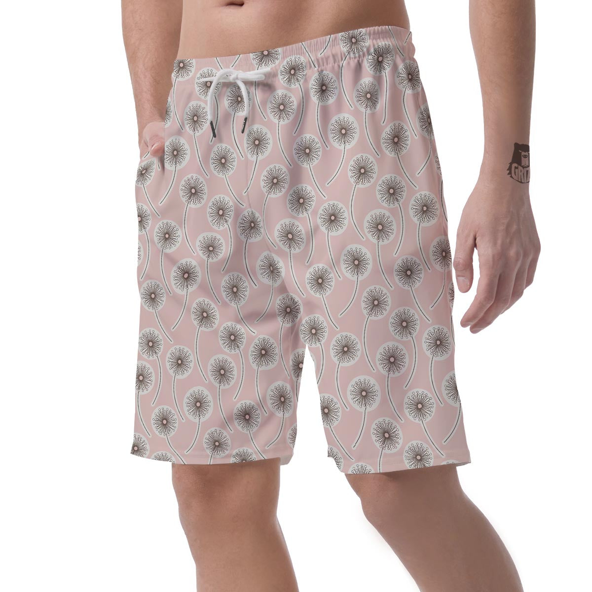 Dandelion Pattern Print Men's Shorts-grizzshop