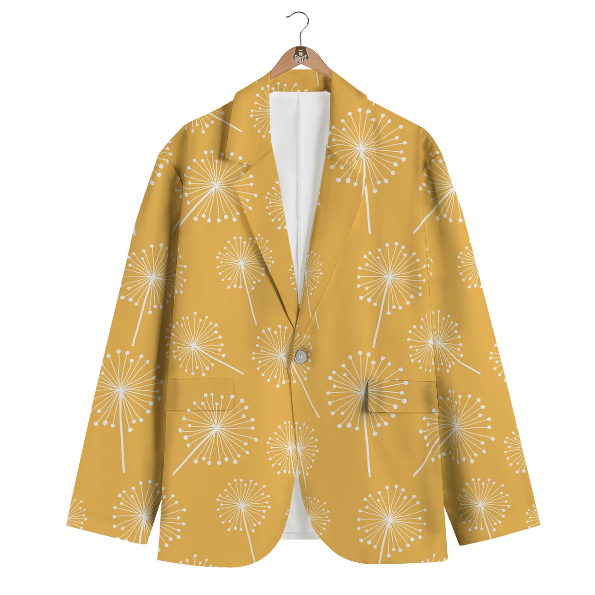 Dandelion Yellow Pattern Print Men's Blazer-grizzshop