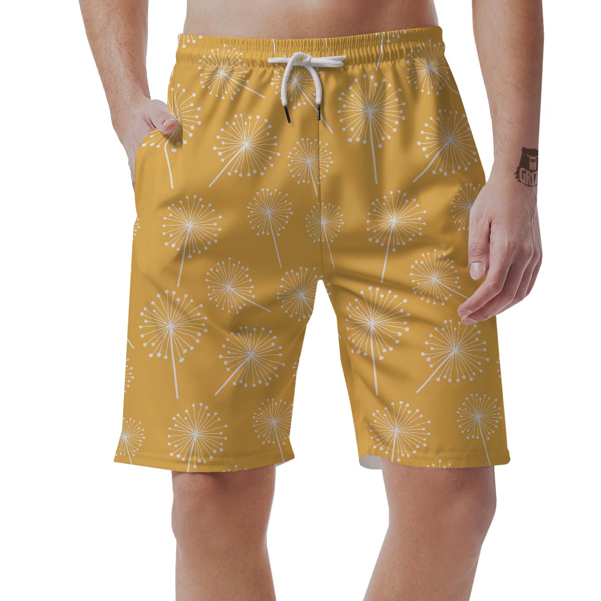 Dandelion Yellow Pattern Print Men's Shorts-grizzshop