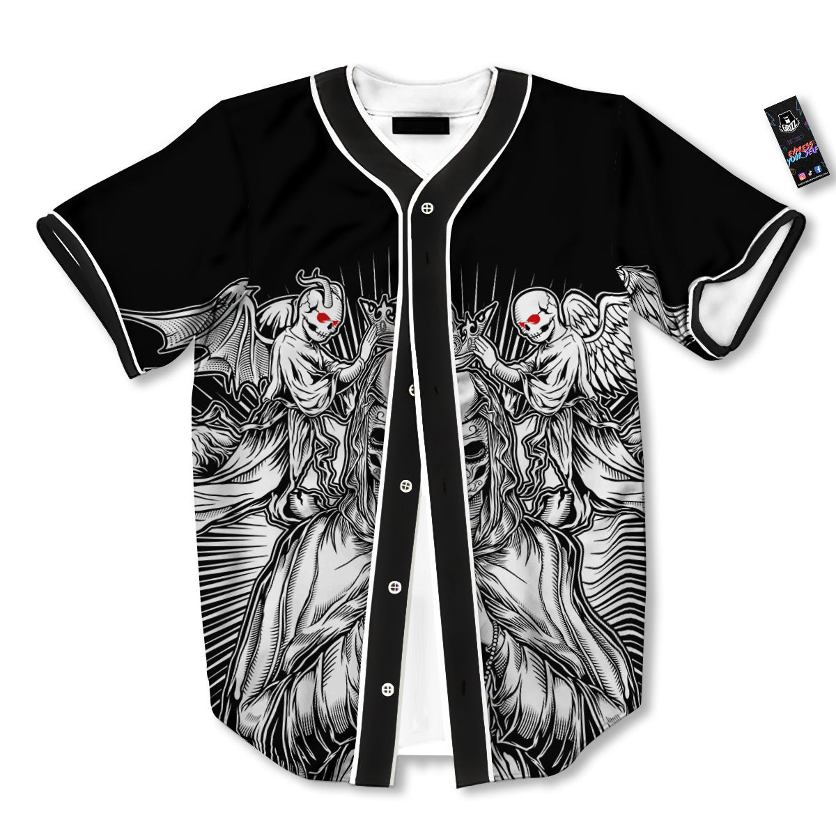Dark Angel Of Death Print Baseball Jersey-grizzshop
