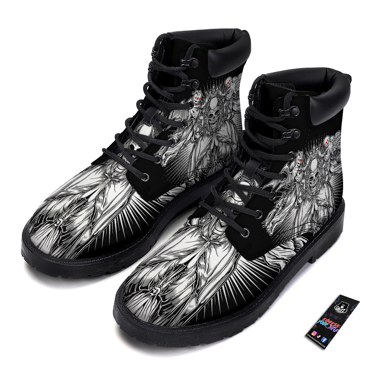 Dark Angel Of Death Print Boots-grizzshop