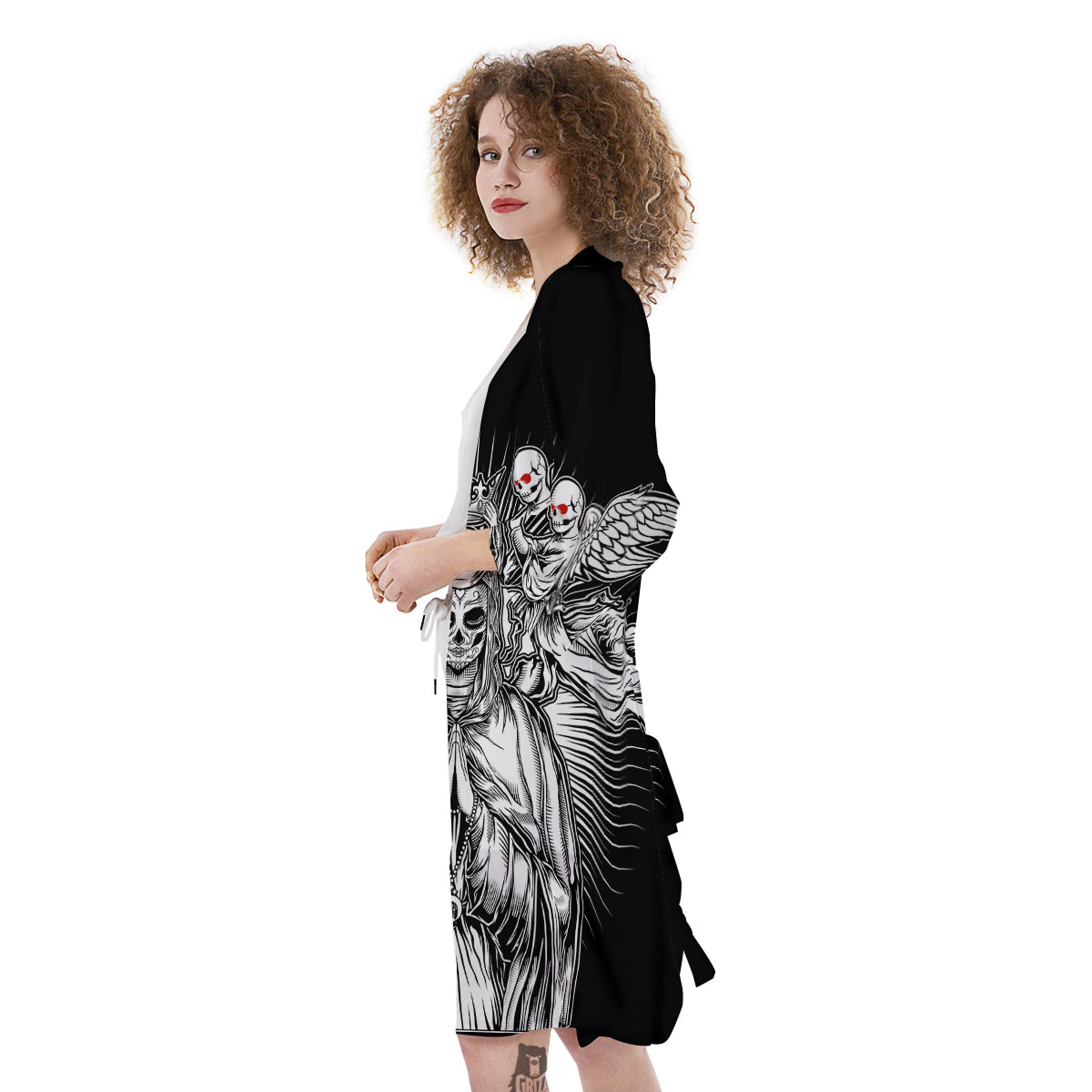Dark Angel Of Death Print Kimono-grizzshop