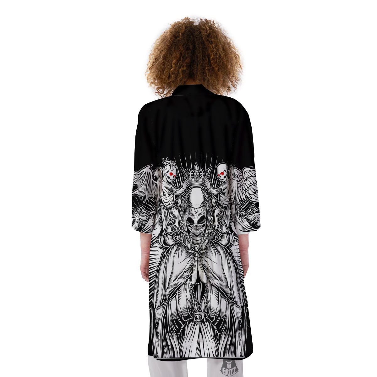 Dark Angel Of Death Print Kimono-grizzshop