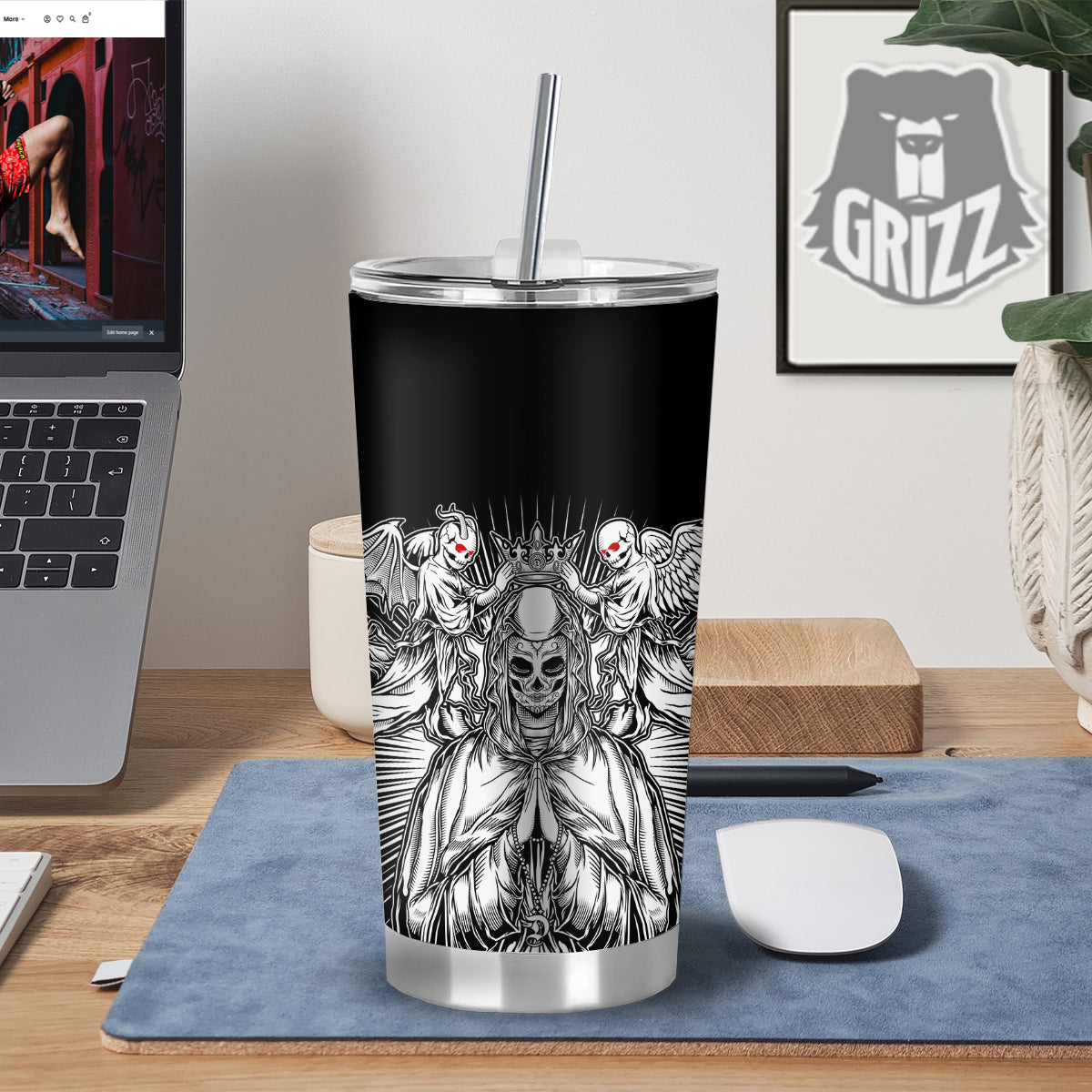 Dark Angel Of Death Print Tumbler-grizzshop