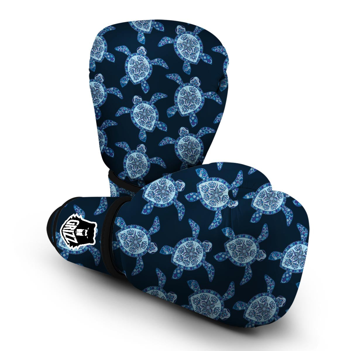 Dark Blue Aztec Print Boxing Gloves-grizzshop