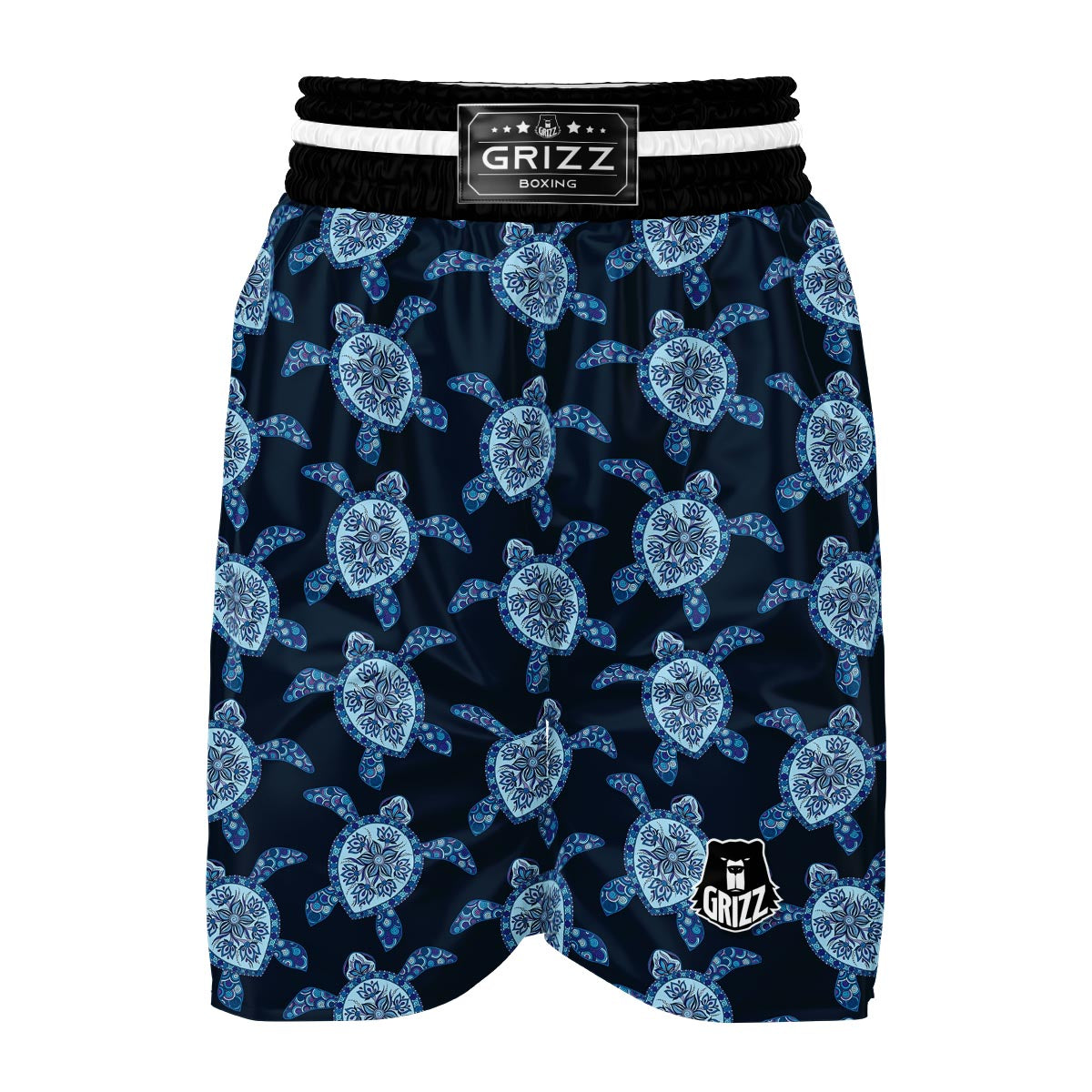 Dark Blue Aztec Print Boxing Shorts-grizzshop
