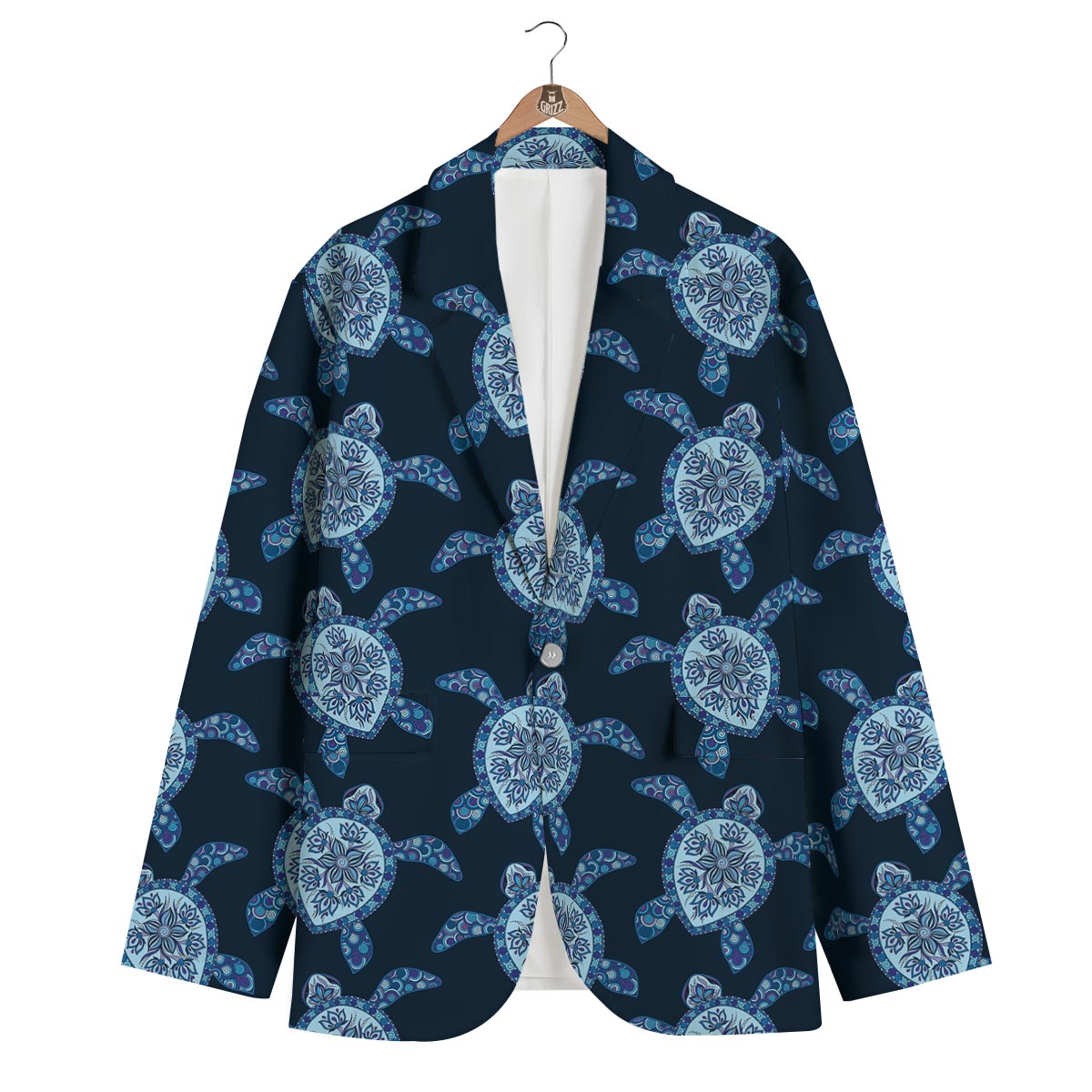 Dark Blue Aztec Print Men's Blazer-grizzshop