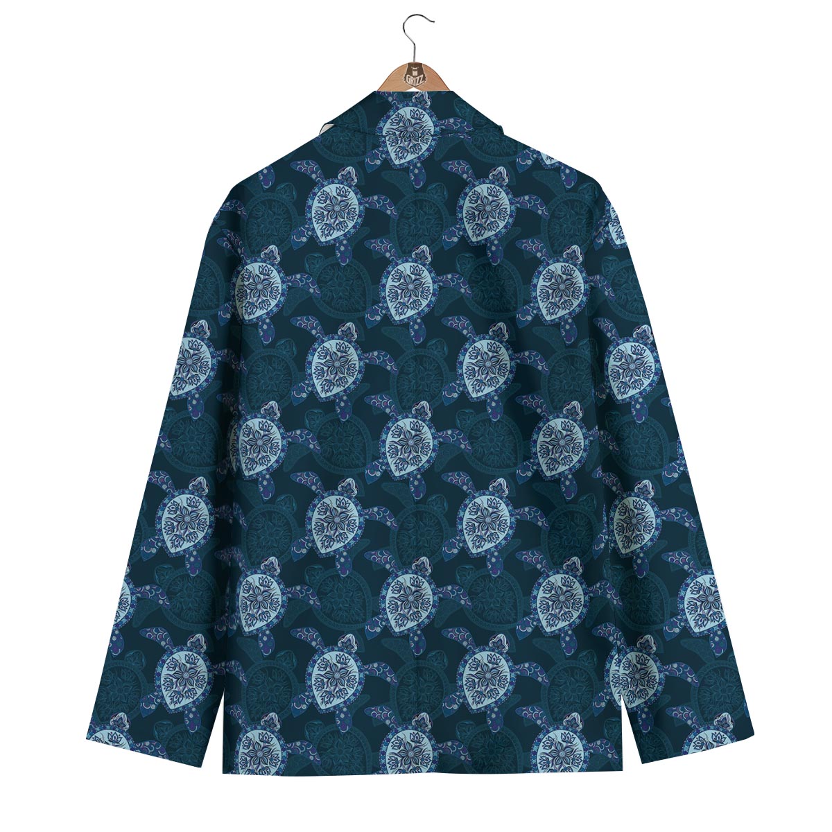 Dark Blue Aztec Turtle Men's Blazer-grizzshop