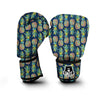 Dark Blue Pineapple Print Boxing Gloves-grizzshop