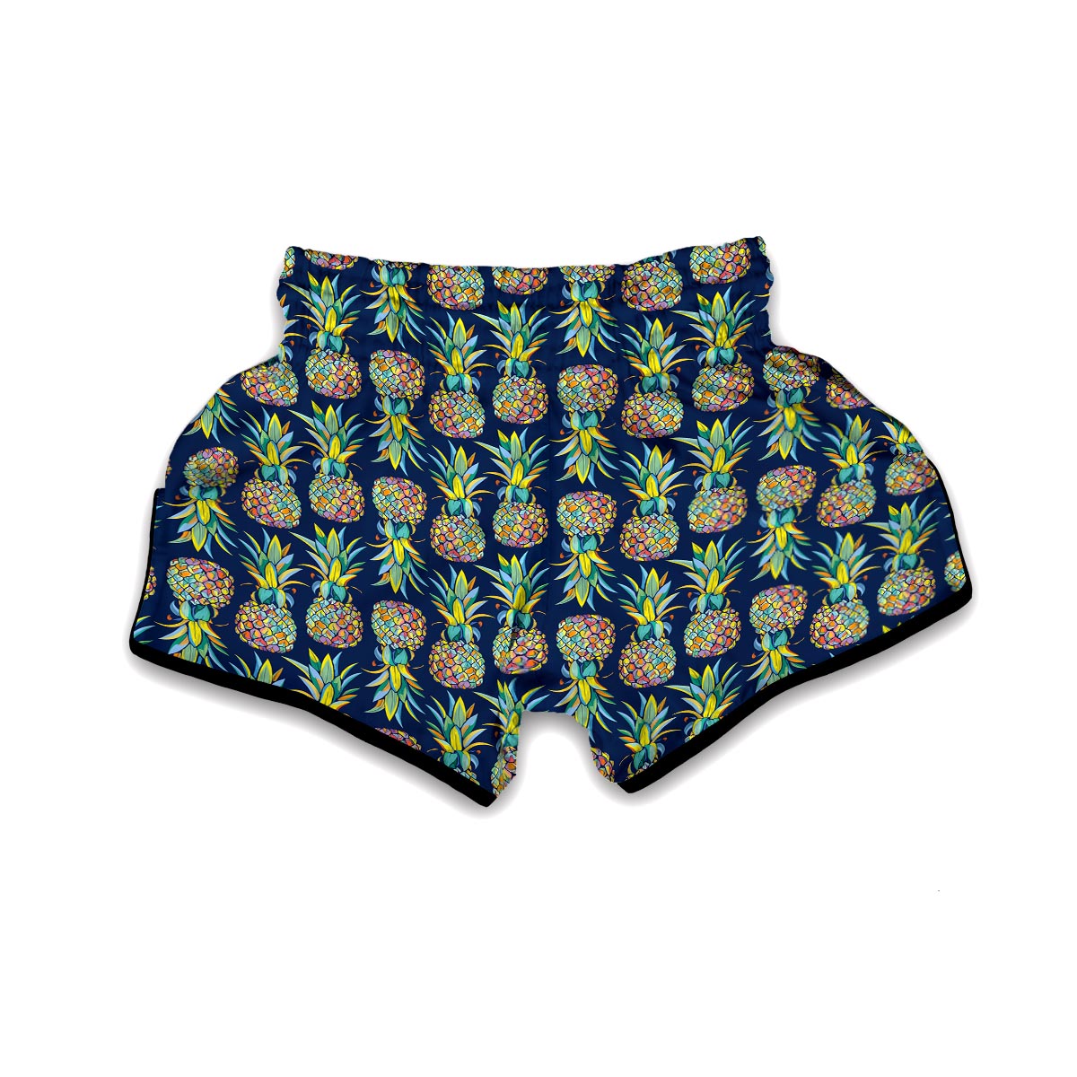 Dark Blue Pineapple Print Muay Thai Boxing Shorts-grizzshop