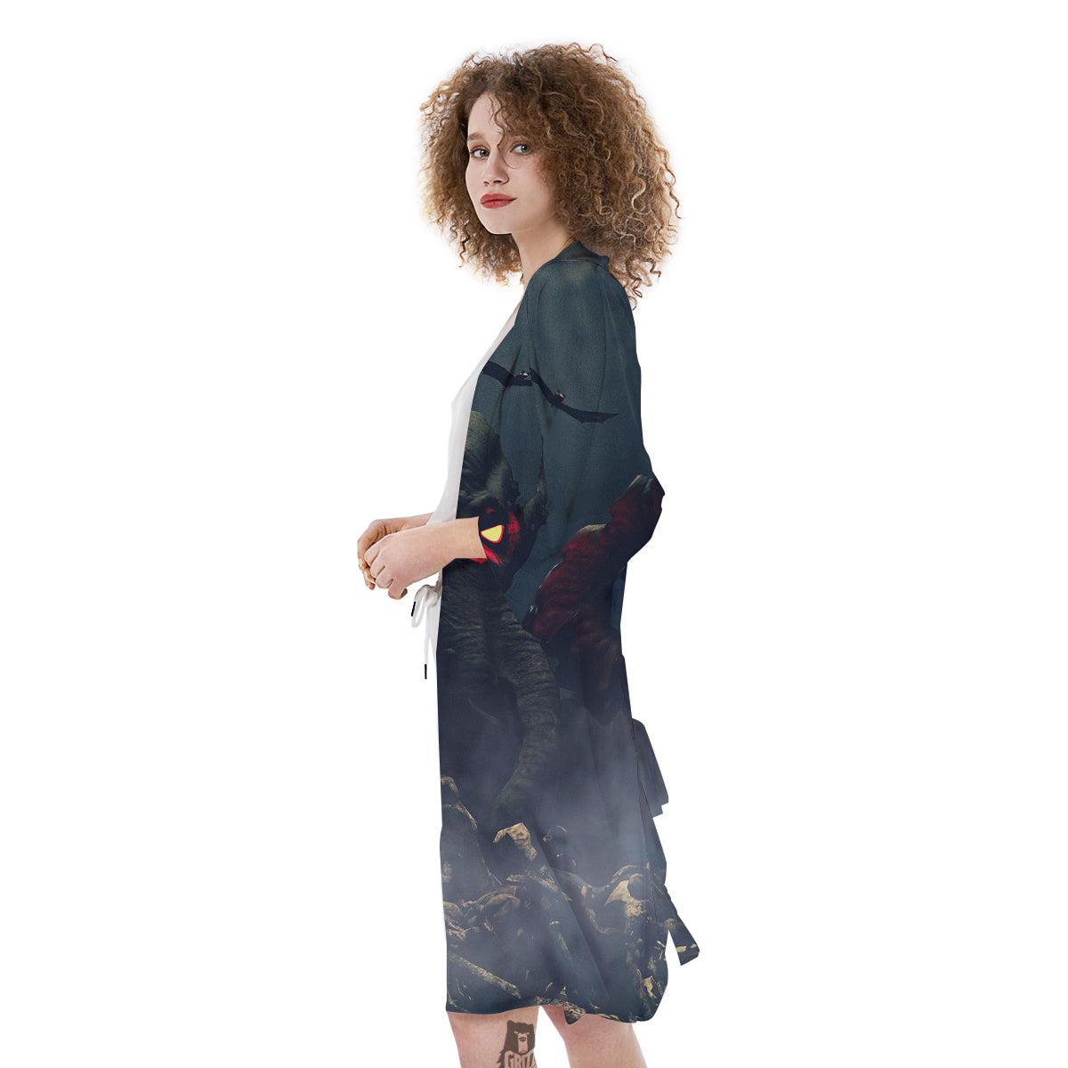 Dark Cthulhu Octopus And Bones Print Kimono-grizzshop