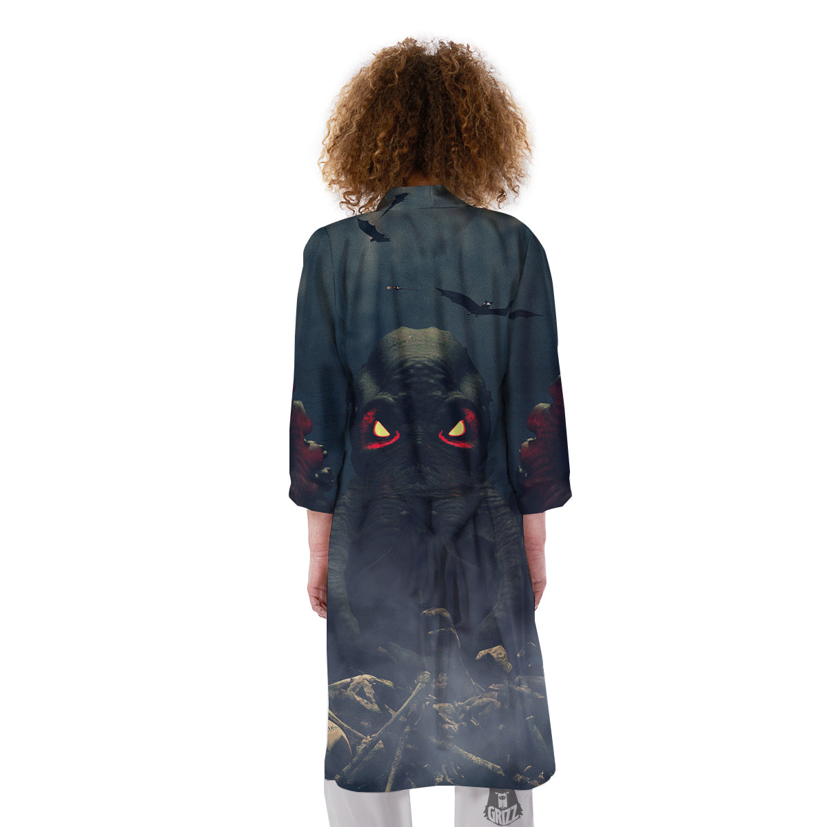 Dark Cthulhu Octopus And Bones Print Kimono-grizzshop