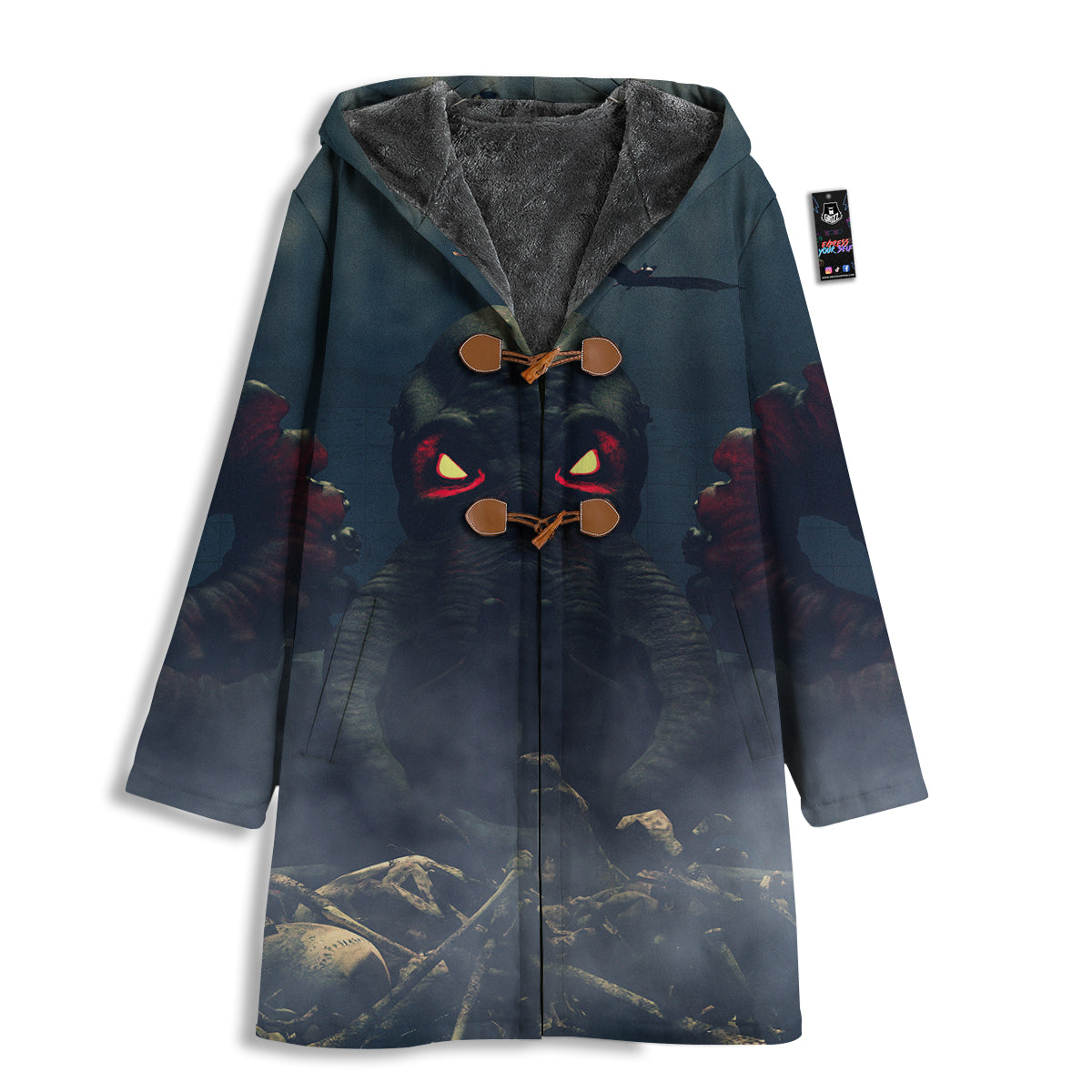 Dark Cthulhu Octopus And Bones Print Men's Windbreaker Jacket-grizzshop