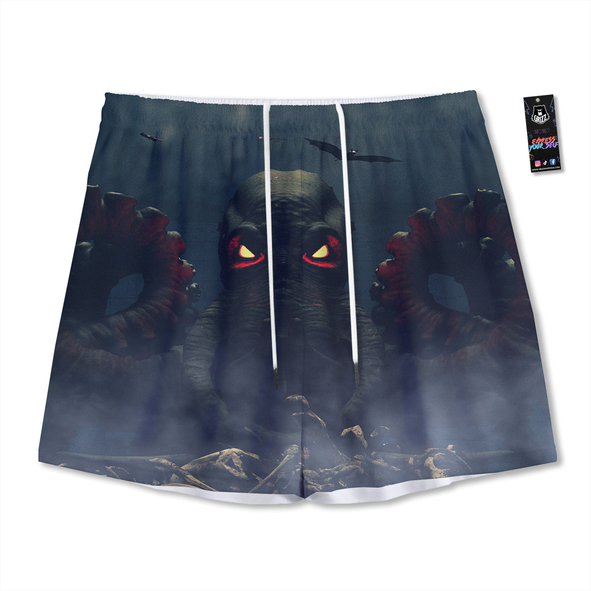Golden Cat Tartan Print Pattern Mesh Shorts