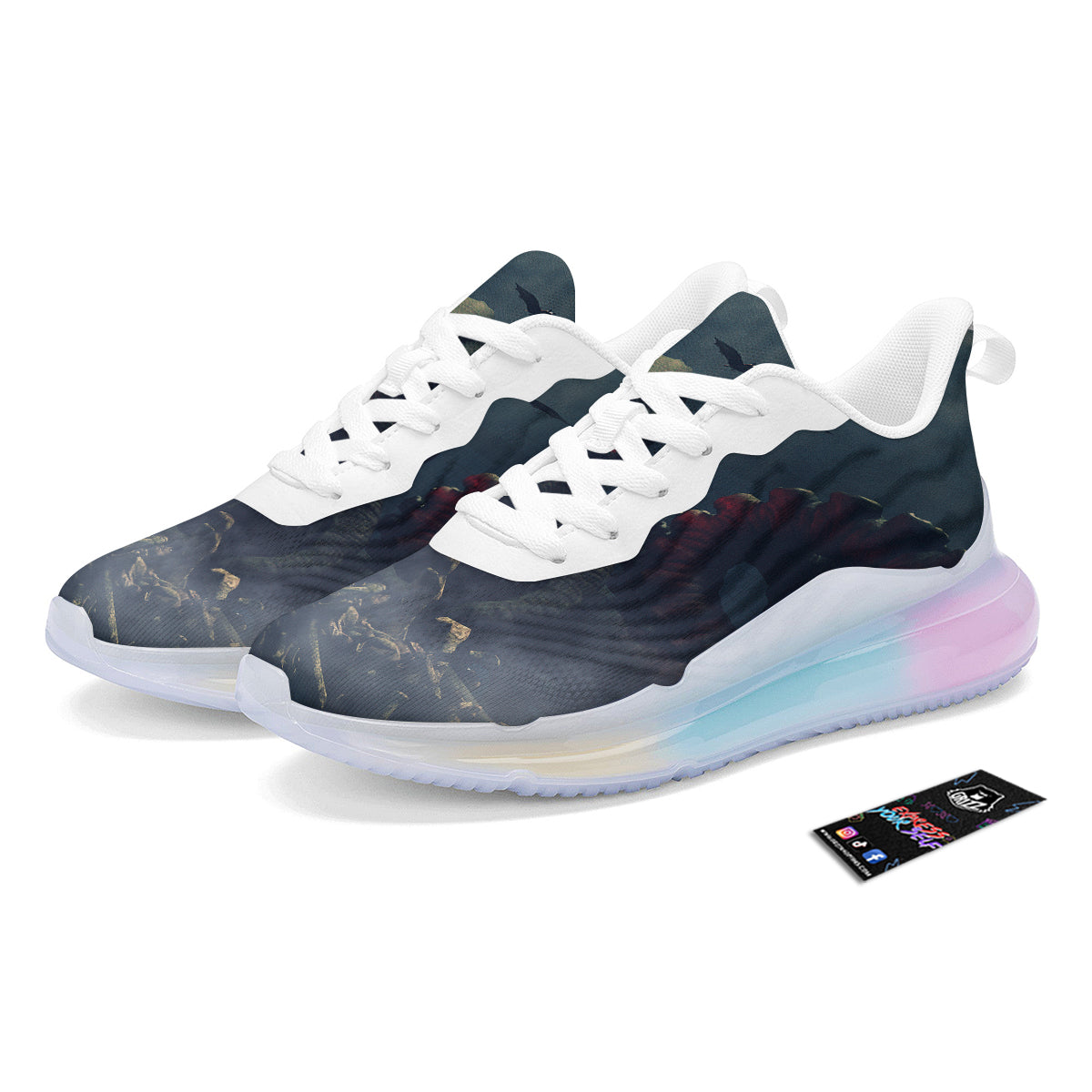 Dark Cthulhu Octopus And Bones Print Running Sneakers-grizzshop