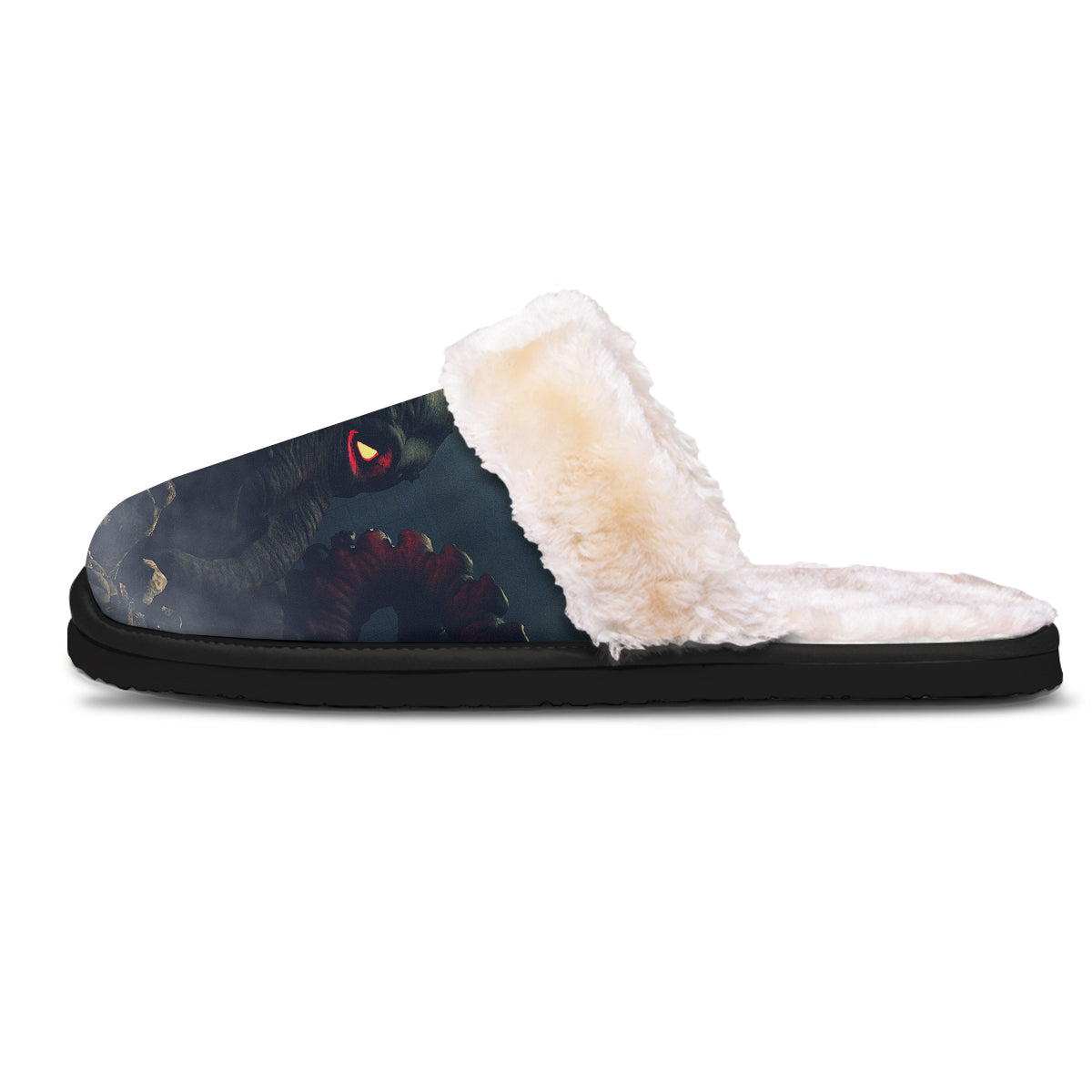 Dark Cthulhu Octopus And Bones Print Slippers-grizzshop