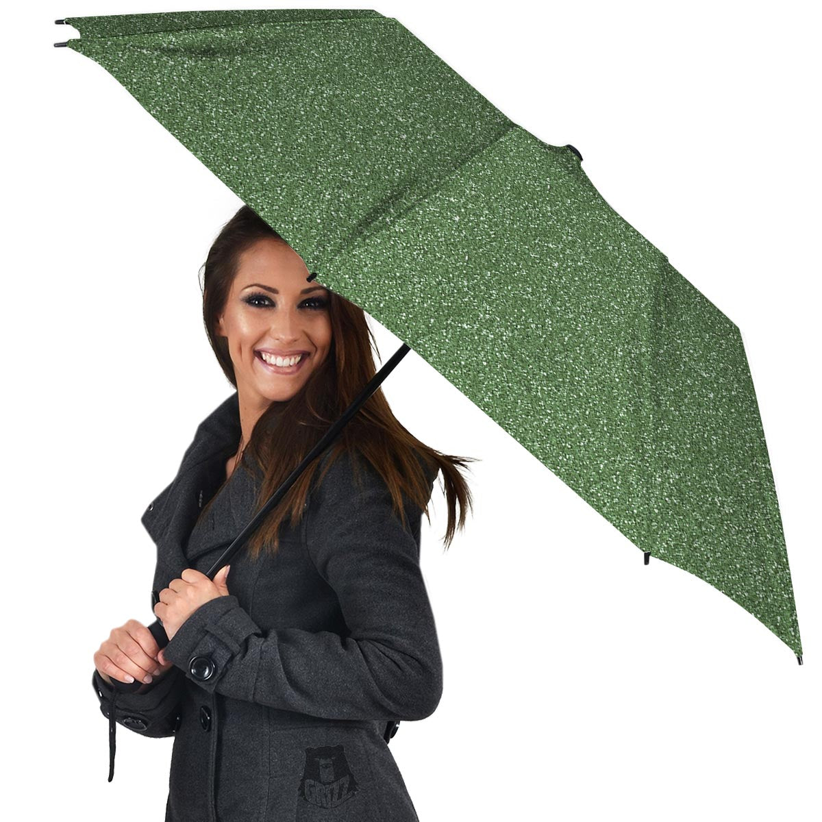 Dark Green Glitter Artwork Print Umbrella-grizzshop