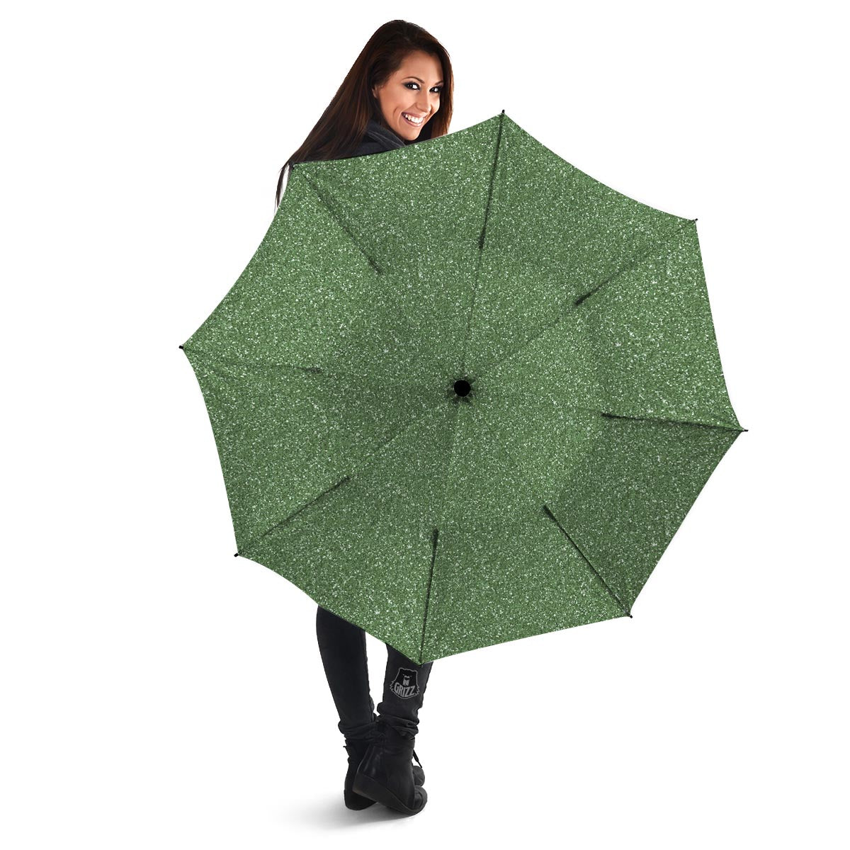 Dark Green Glitter Artwork Print Umbrella-grizzshop