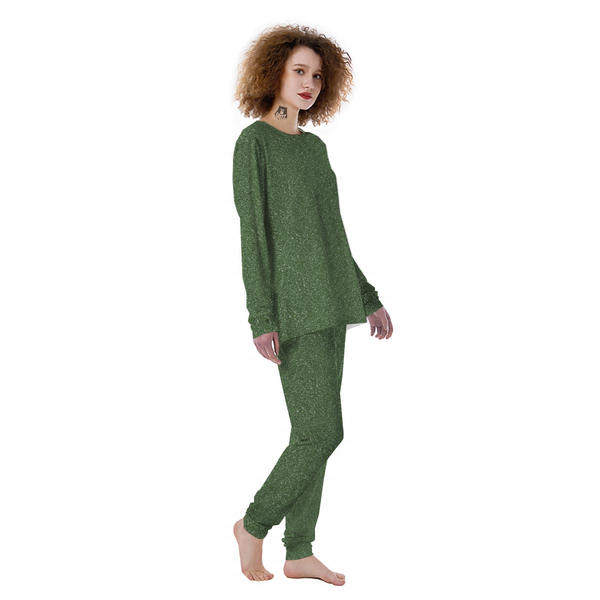 Dark Green Glitter Artwork Print Women's Pajamas-grizzshop