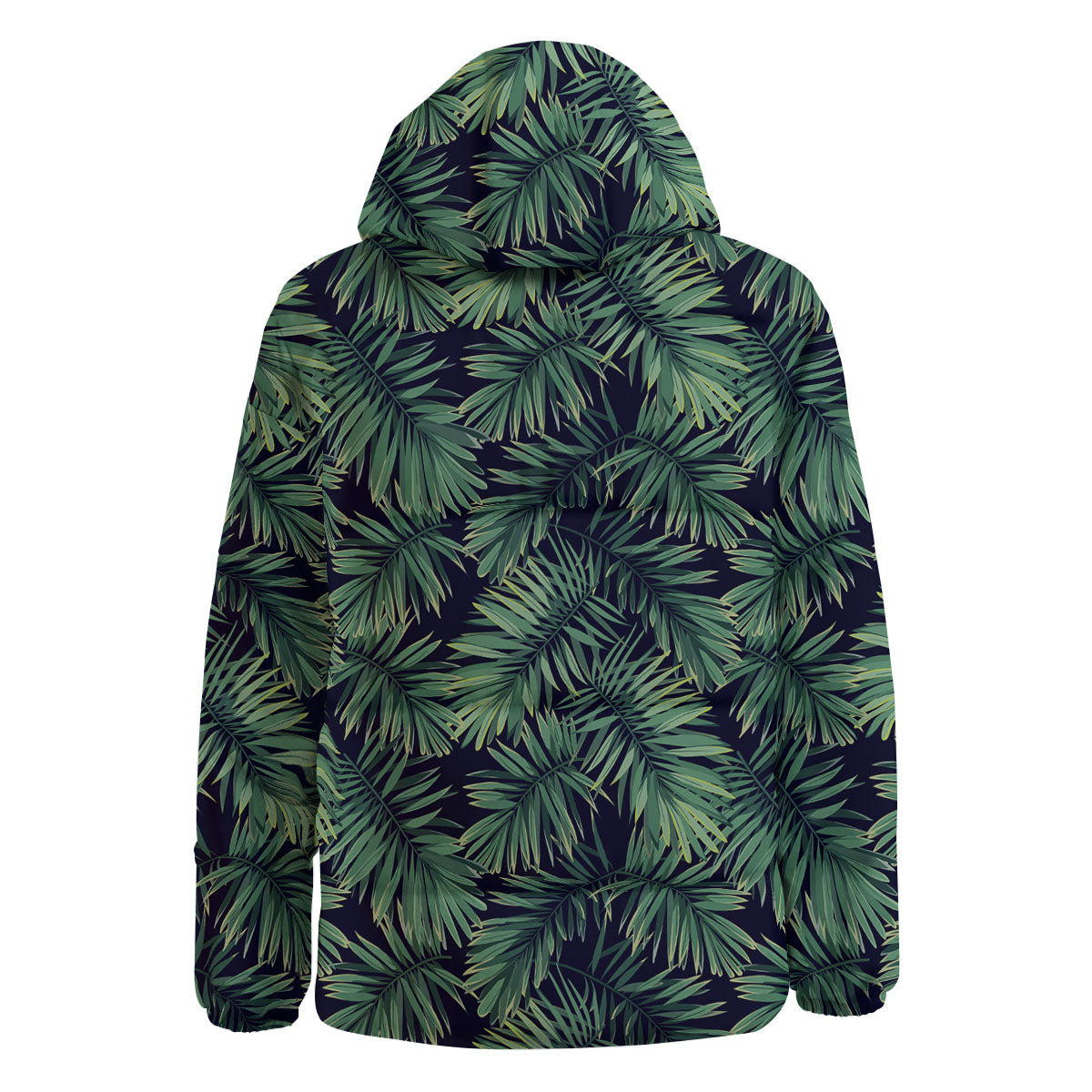 Dark Green Palm Tree Print Pattern Down Jacket-grizzshop