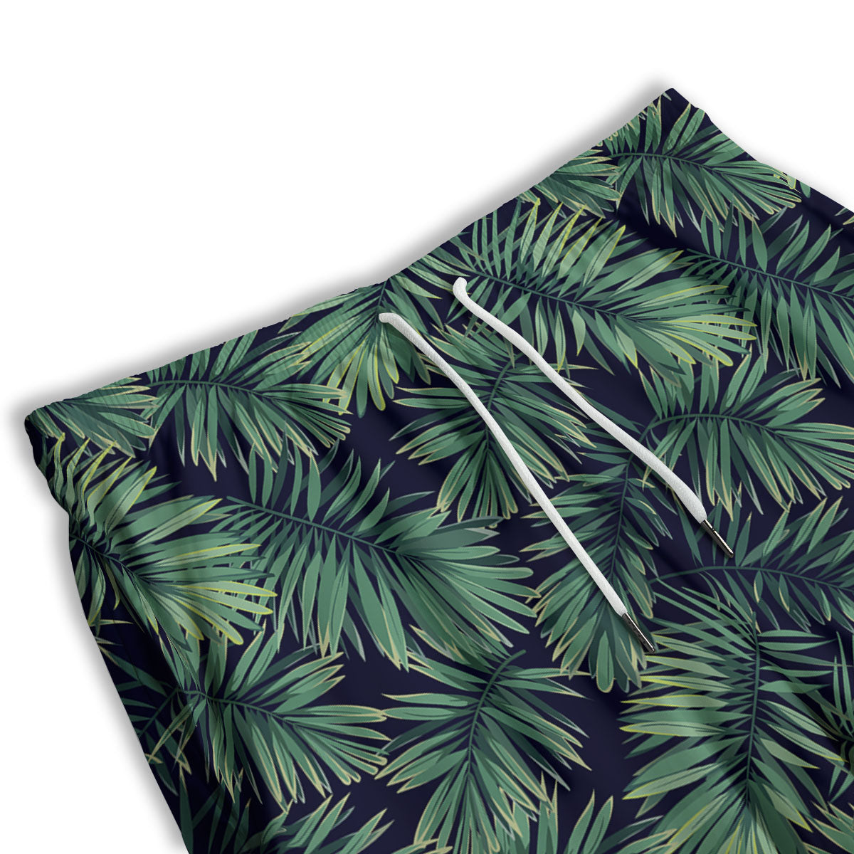 Dark Green Palm Tree Print Pattern Men's Athletic Shorts