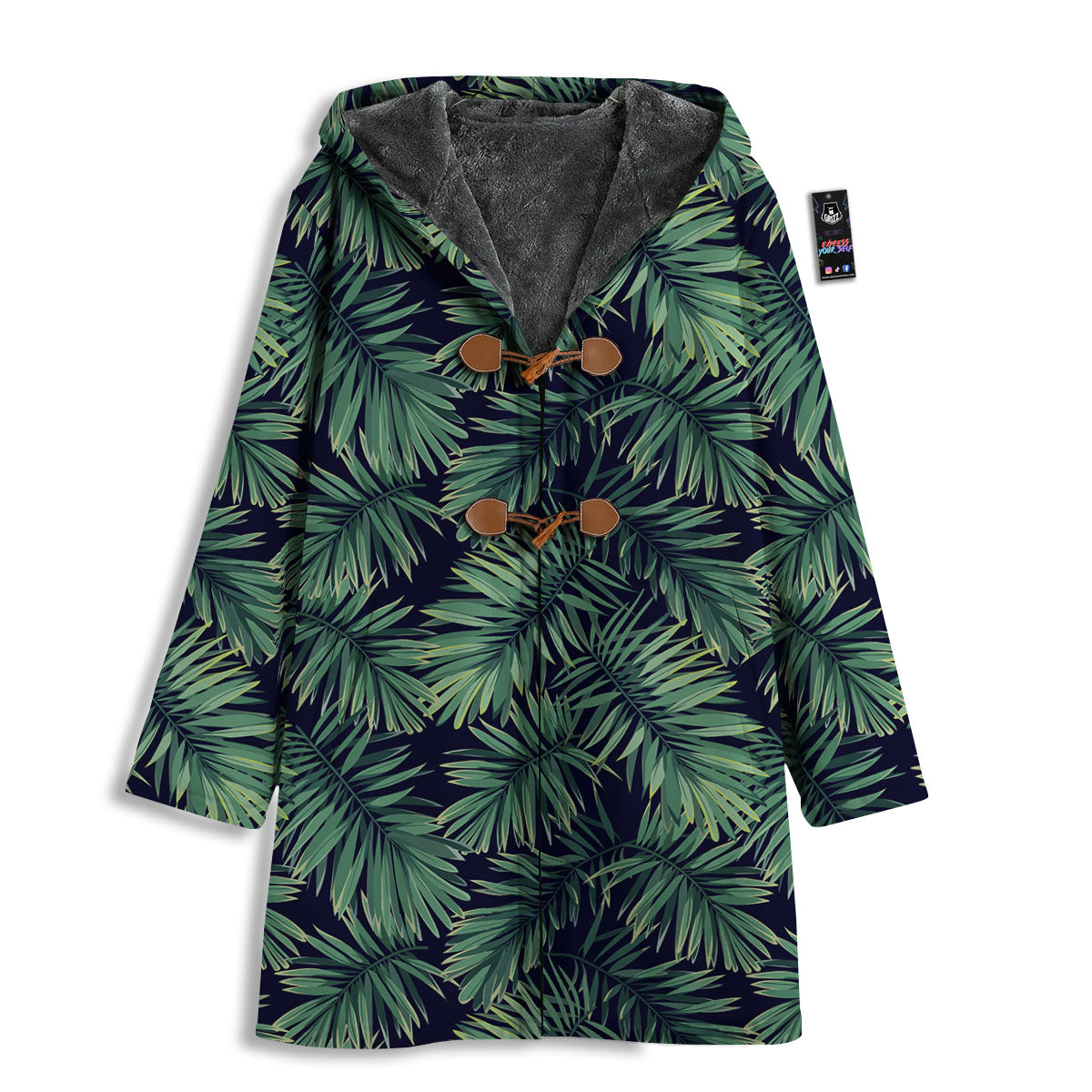 Dark Green Palm Tree Print Pattern Men's Windbreaker Jacket-grizzshop
