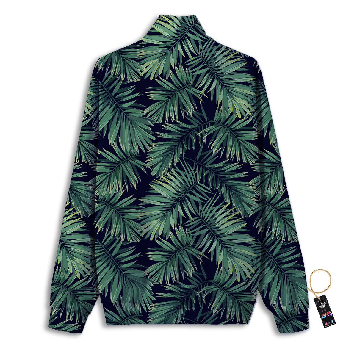 Dark Green Palm Tree Print Pattern Track Jacket-grizzshop