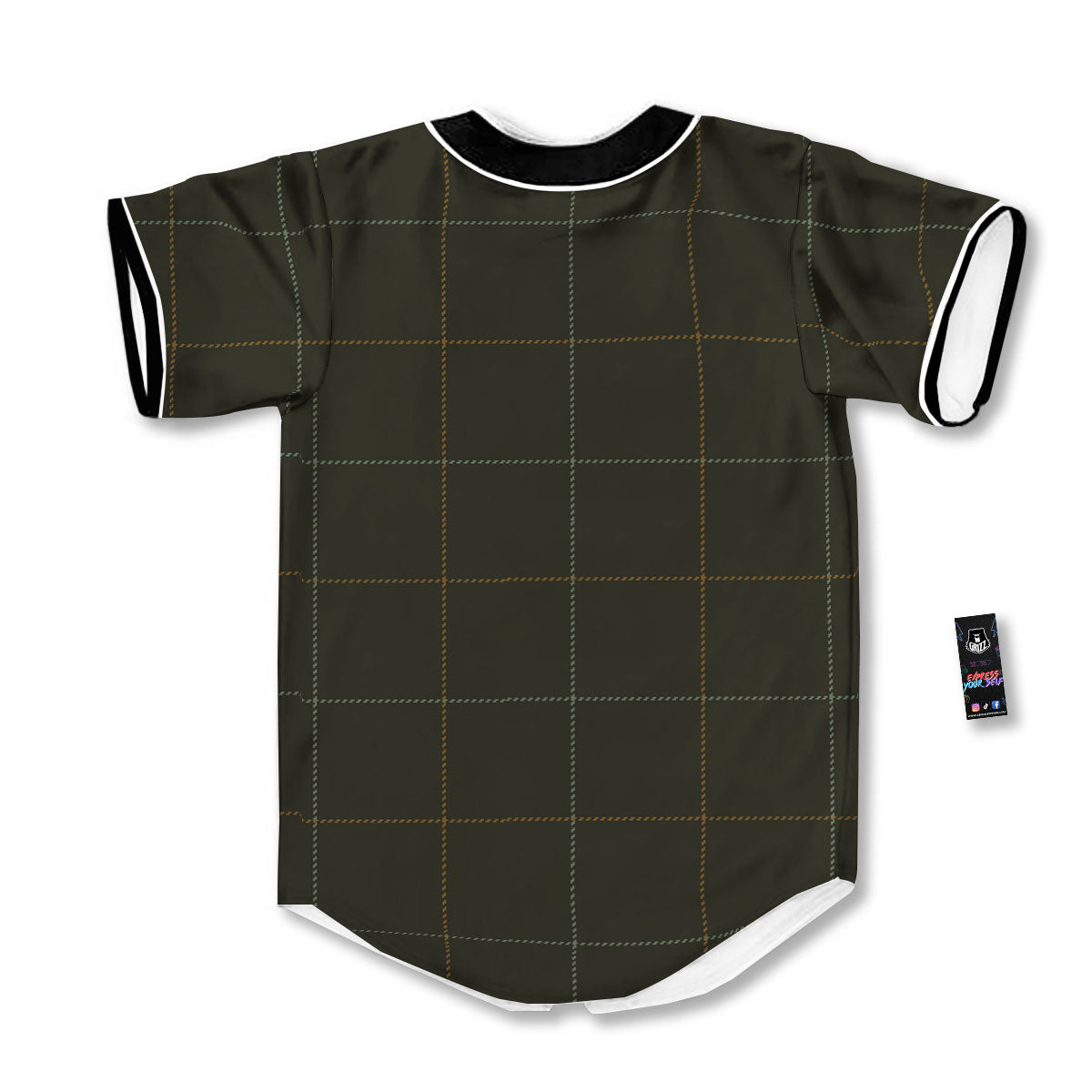 Dark Green Tattersall Print Pattern Baseball Jersey-grizzshop