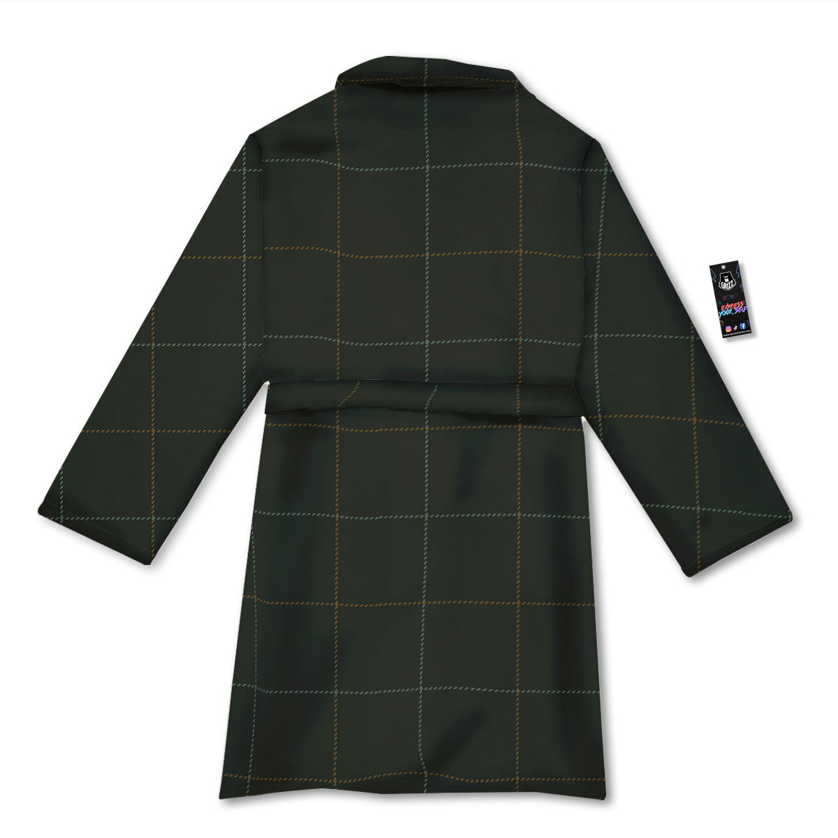 Dark Green Tattersall Print Pattern Bathrobe-grizzshop