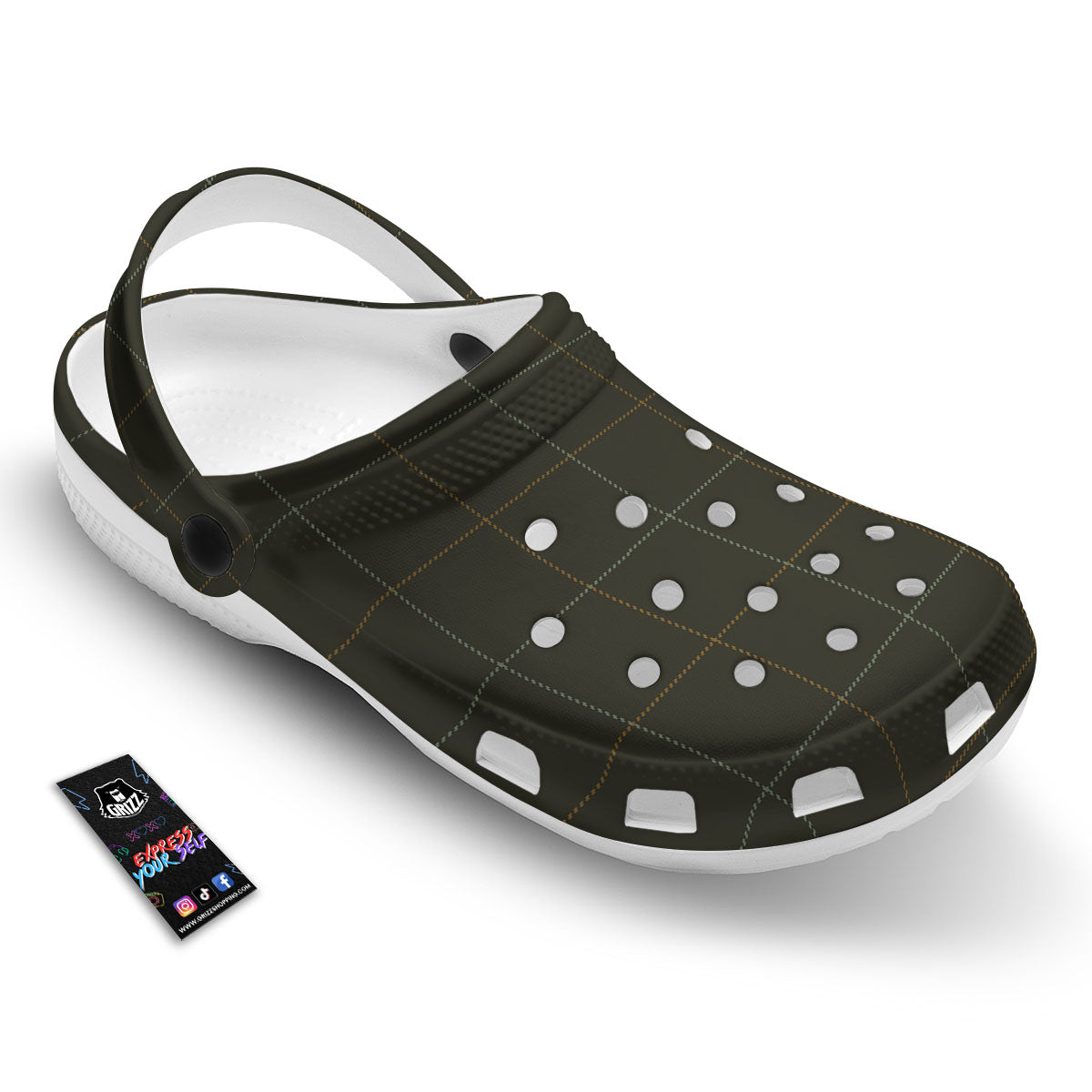 Dark Green Tattersall Print Pattern Clog-grizzshop