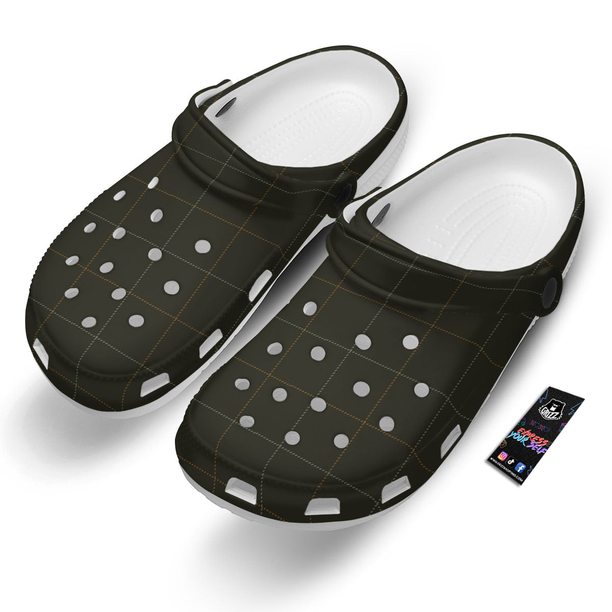 Dark Green Tattersall Print Pattern Clog-grizzshop