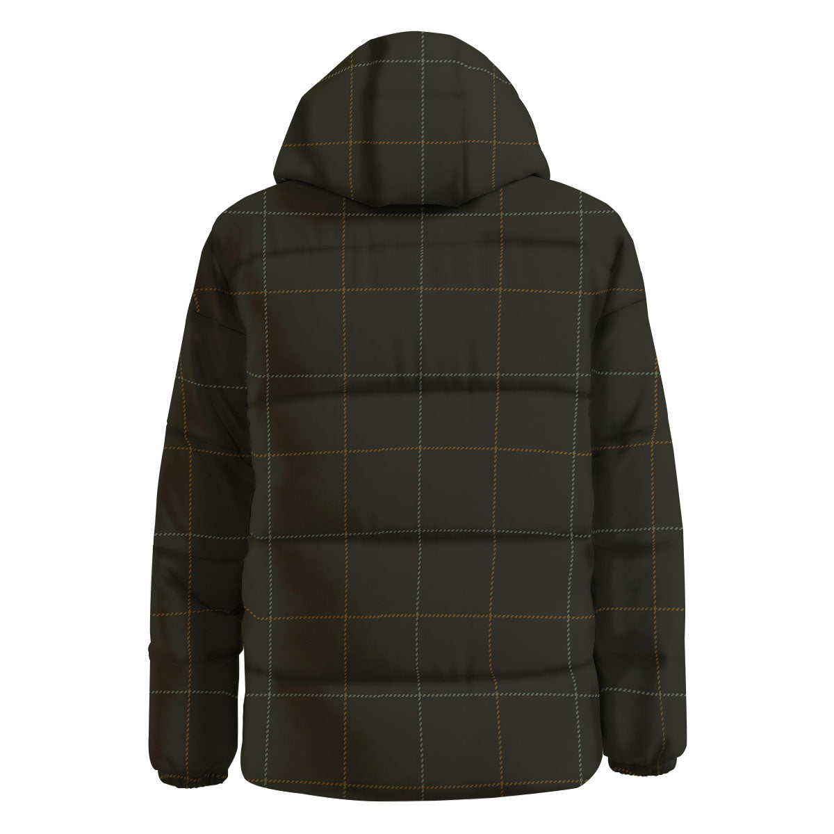 Dark Green Tattersall Print Pattern Down Jacket-grizzshop
