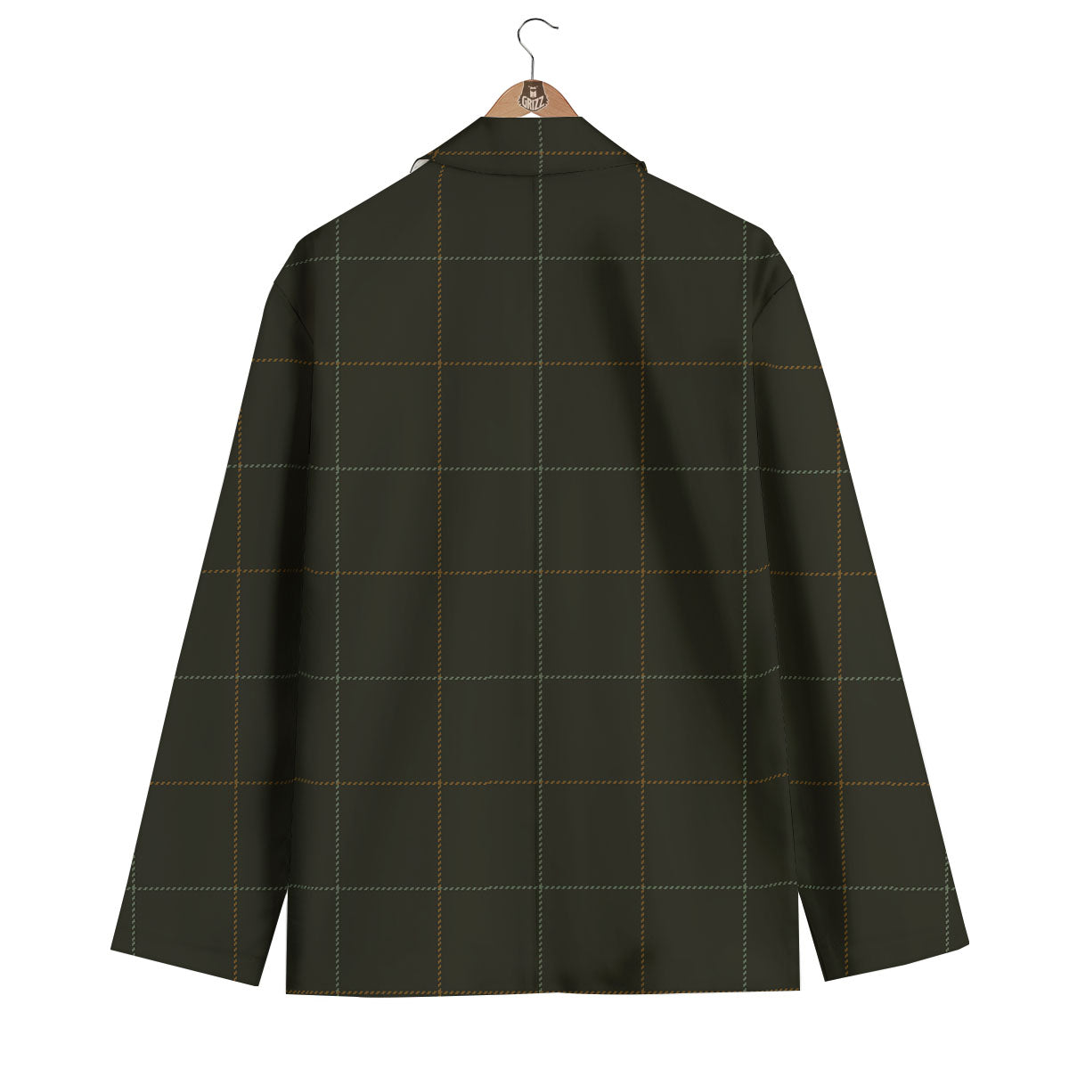 Dark Green Tattersall Print Pattern Men's Blazer-grizzshop