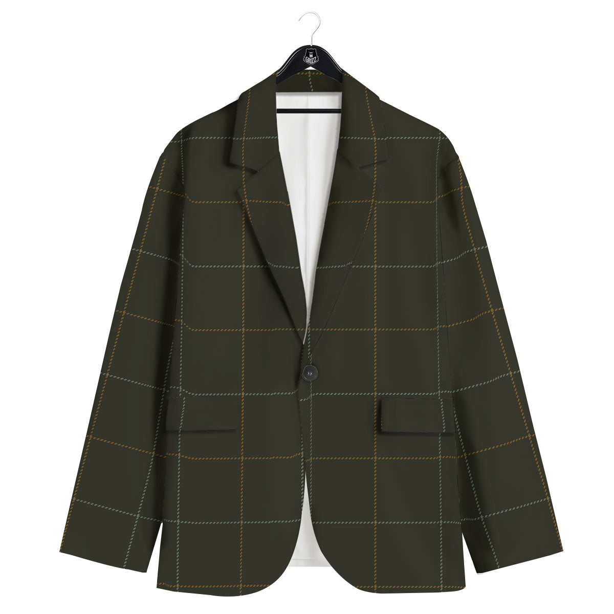 Dark Green Tattersall Print Pattern Men's Sport Coat-grizzshop