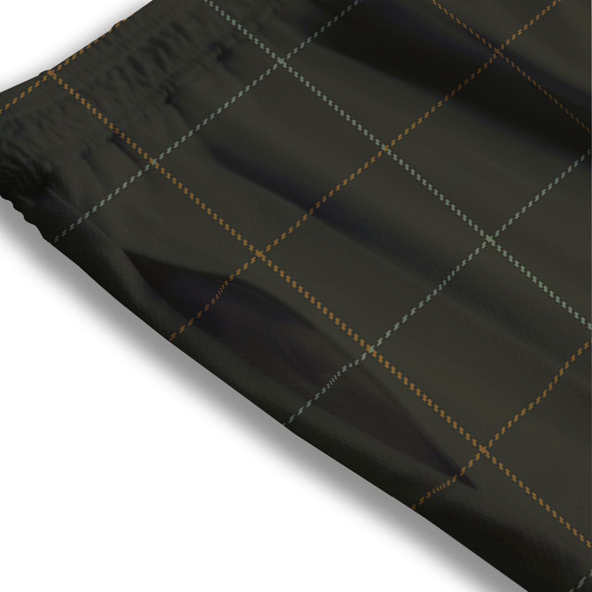 Dark Green Tattersall Print Pattern Mesh Shorts