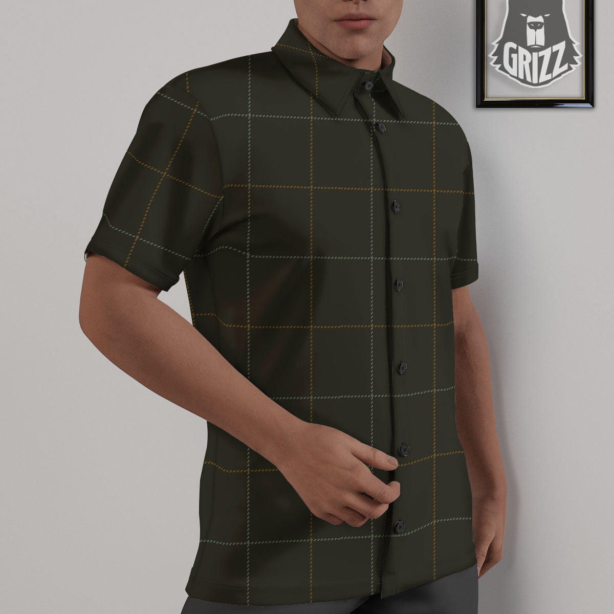 Dark Green Tattersall Print Pattern Untucked Shirts-grizzshop