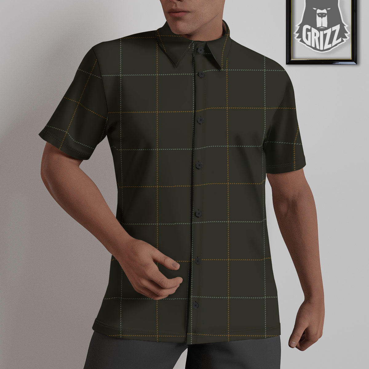 Dark Green Tattersall Print Pattern Untucked Shirts-grizzshop