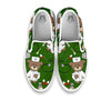 Dark Green Teddy Bear Nurse White Slip On Shoes-grizzshop
