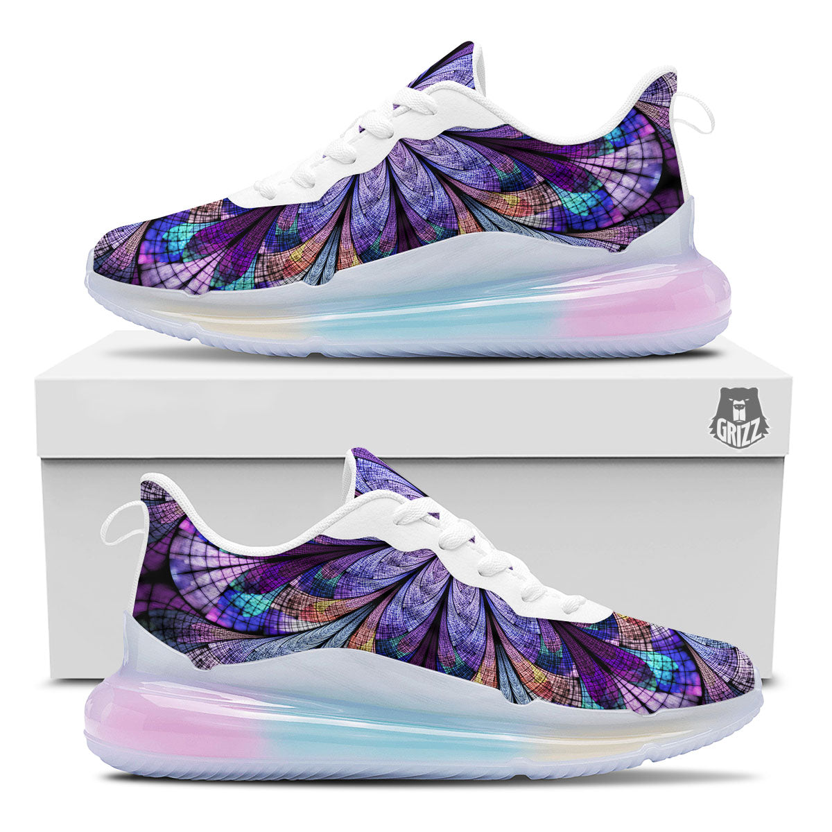 Dark Mandala Teal And Purple Print Running Sneakers-grizzshop