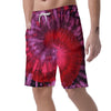 Dark Red Tie Dye Men's Shorts-grizzshop