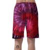 Dark Red Tie Dye Men's Shorts-grizzshop