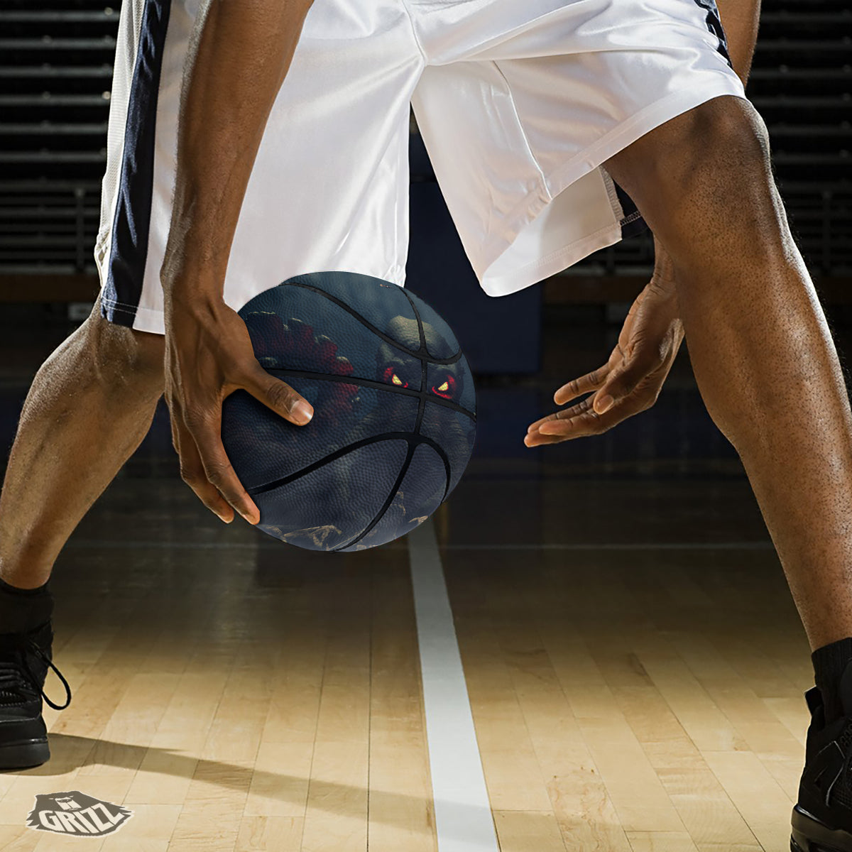 Dark Cthulhu Octopus And Bones Print Basketball
