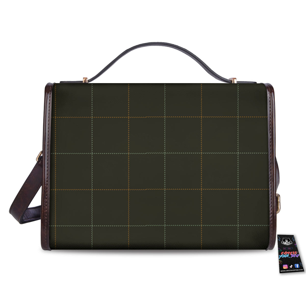 Dark Green Tattersall Print Pattern Women's Satchel Bag
