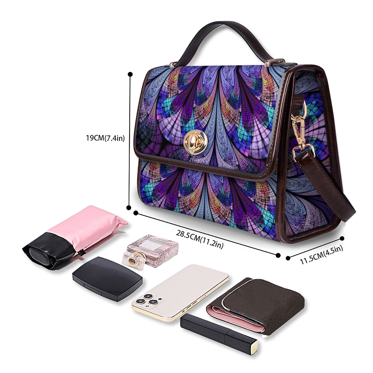 Dark Mandala Teal And Purple Print Women's Satchel Bag