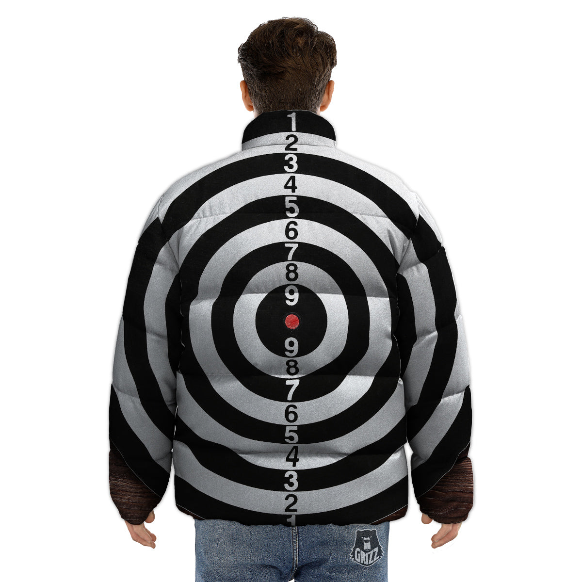 Dartboard Classic Print Puffer Jacket-grizzshop