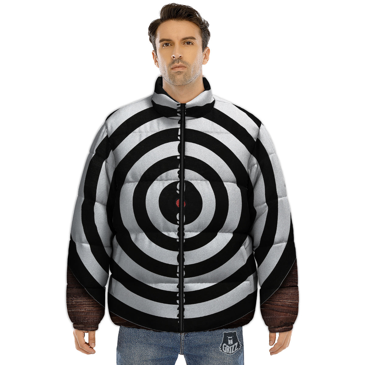 Dartboard Classic Print Puffer Jacket-grizzshop