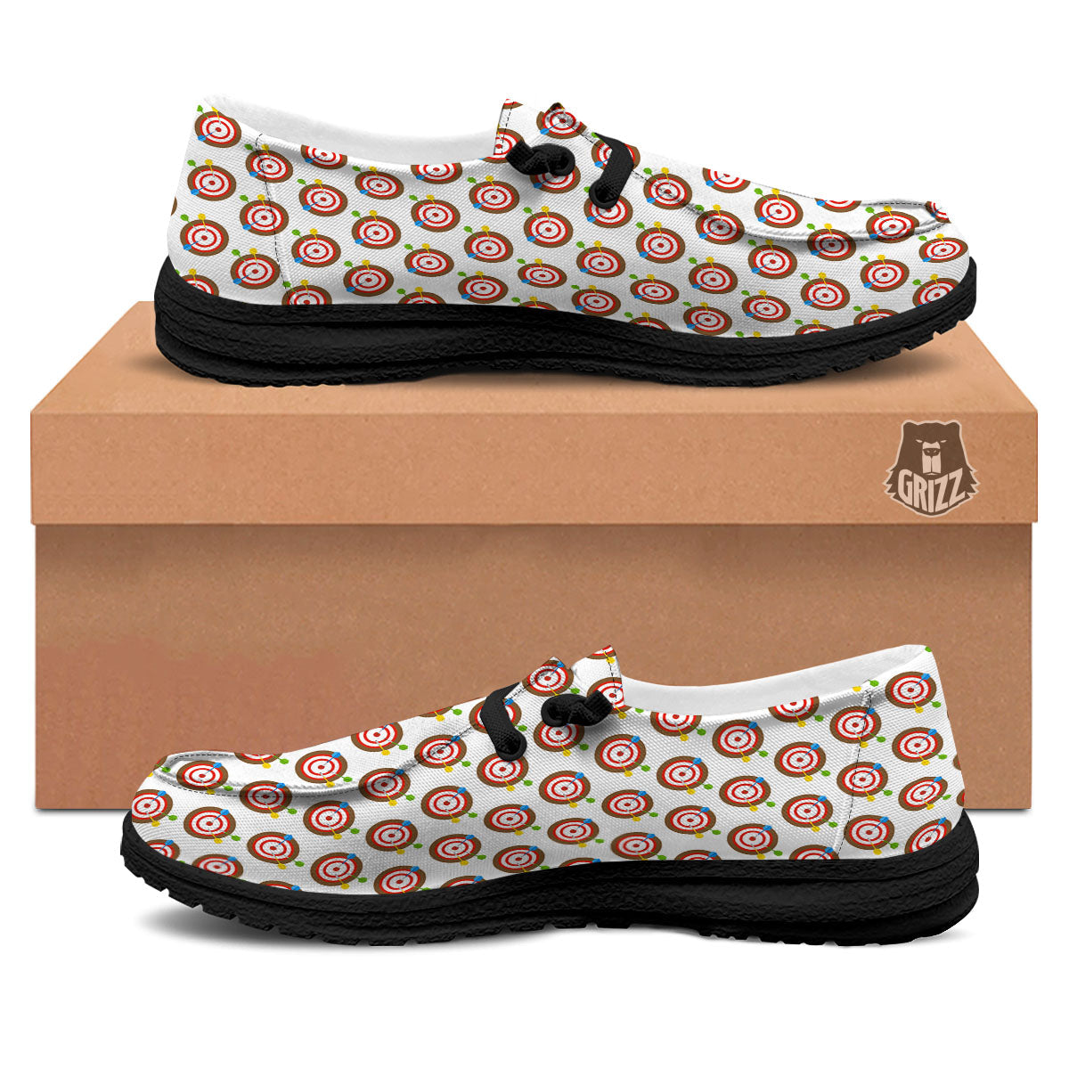 Dartboard Print Pattern Black Loafers-grizzshop