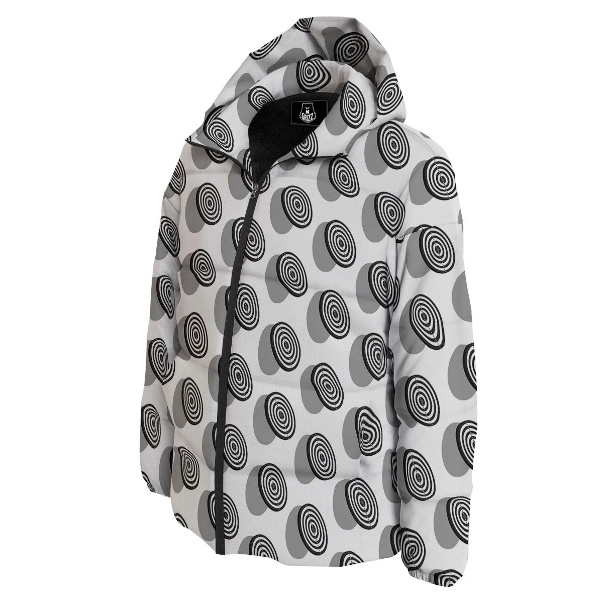 Dartboard White And Black Print Pattern Down Jacket-grizzshop