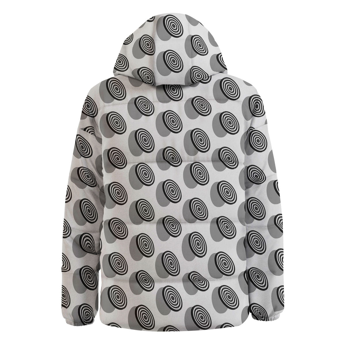 Dartboard White And Black Print Pattern Down Jacket-grizzshop
